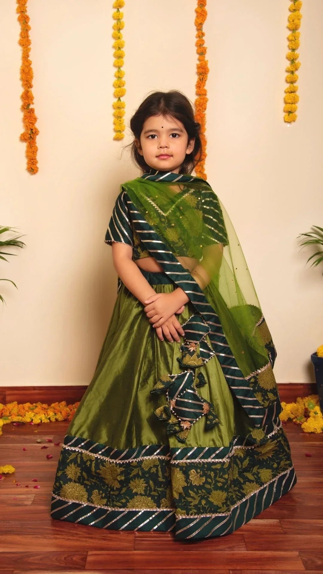 BACHAPAN IDIKA  GREEN LEHENGA SET - Pomcha Jaipur