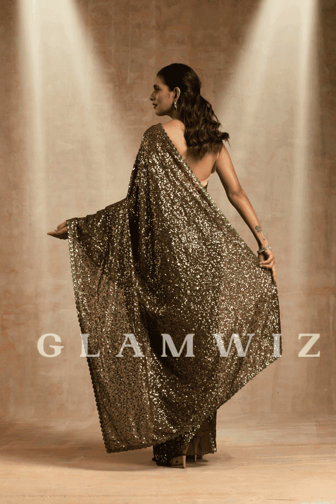 Ever-Green Glam | 1-Minute Moss Green Sequins Saree Sequin