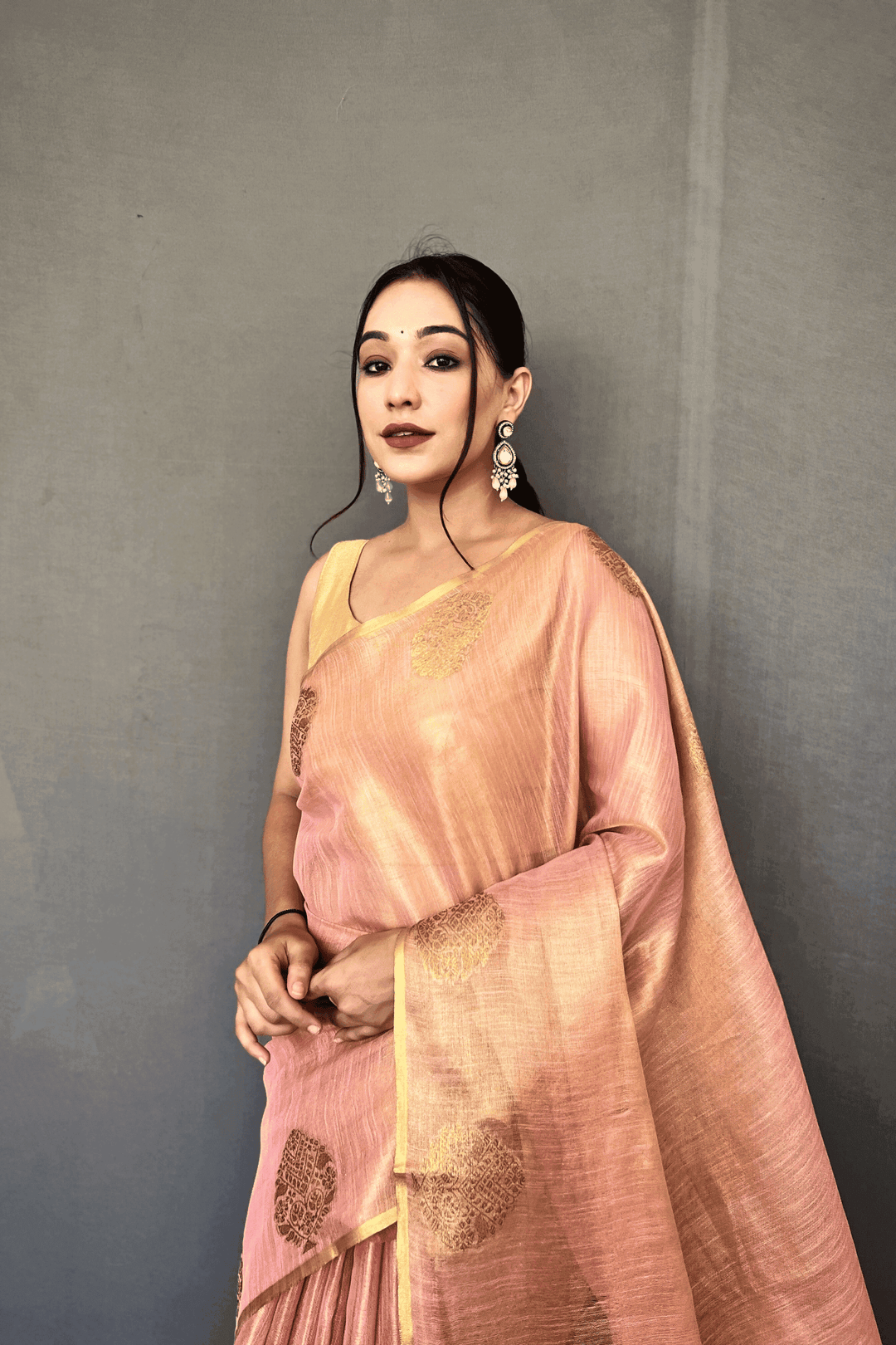 Golden Weave Ready to Wear Tissue Silk Saree - Glamwiz India
