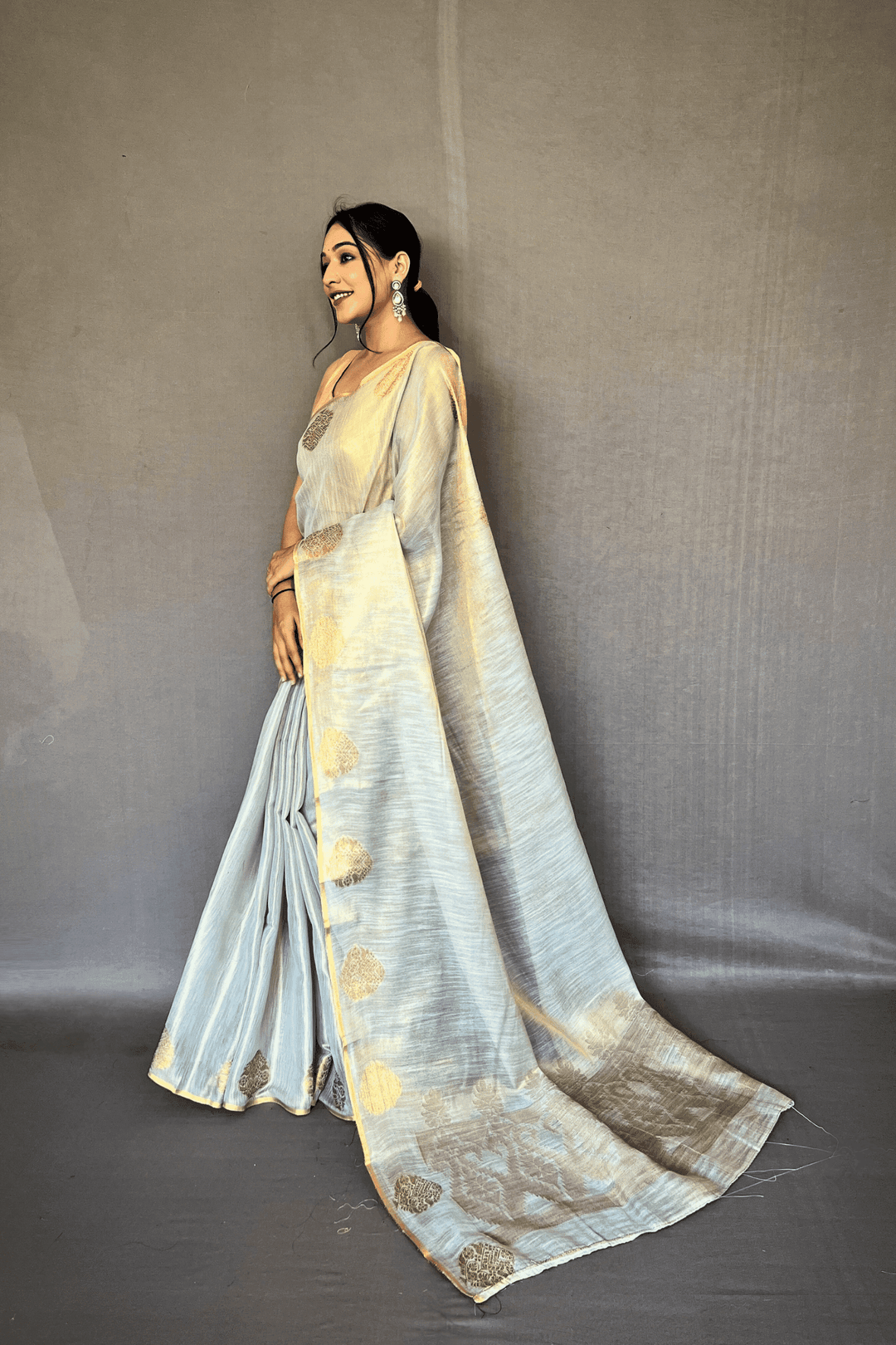 Golden Weave Ready to Wear Tissue Silk Saree - Glamwiz India
