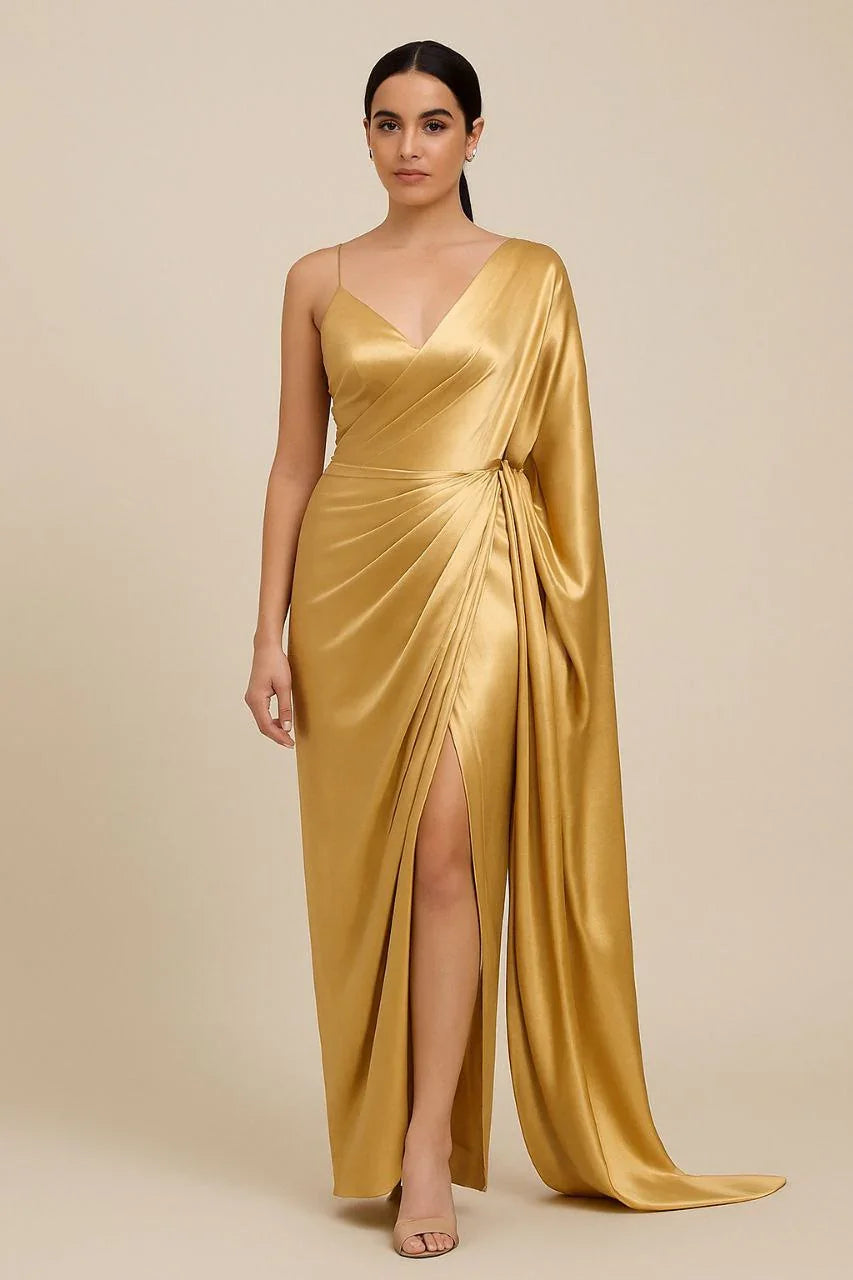 Golden Spell Ready to Wear Slit Draped Golden Saree Golden Spell Ready to Wear Slit Draped Golden Saree