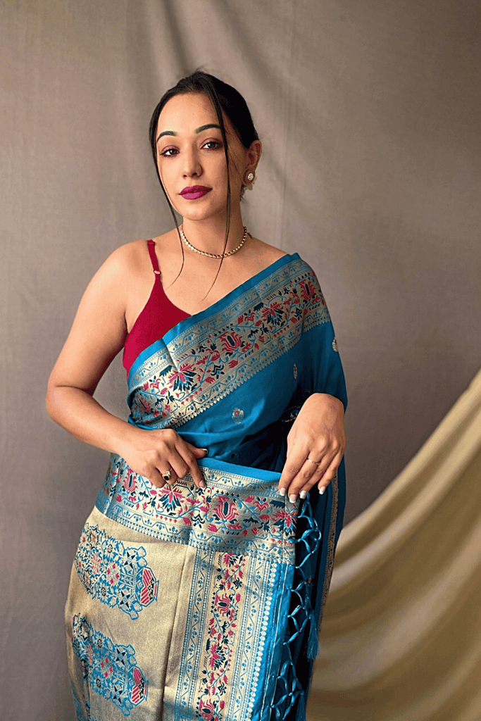 Ready to Wear Paithani Banarasi Silk Saree - Glamwiz India