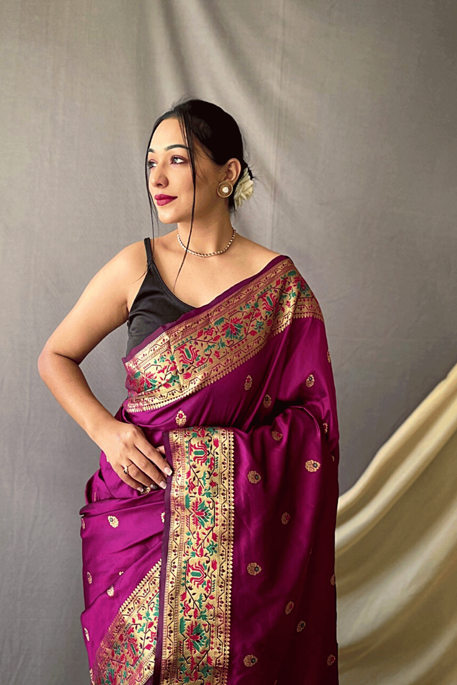 Ready to Wear Paithani Banarasi Silk Saree – Glamwiz India