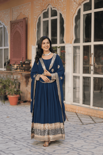 Royal Blue Georgette Embellished Anarkali Suit