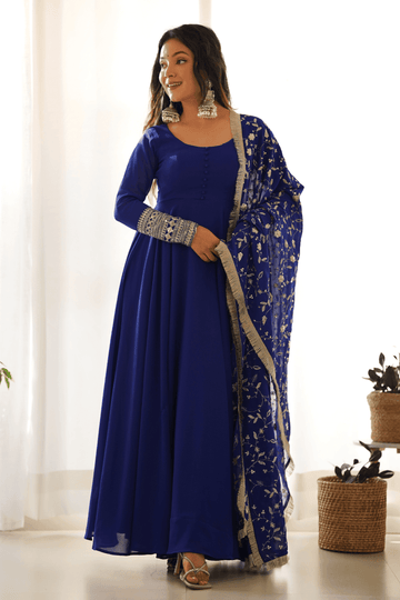 Deep Blue Embroidered Anarkali Suit Deep Blue Embroidered Anarkali Suit
