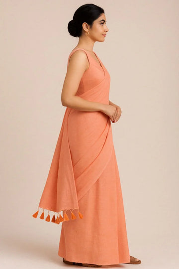 Peach Sundaze | Ready to Wear Peach Mul Cotton Saree