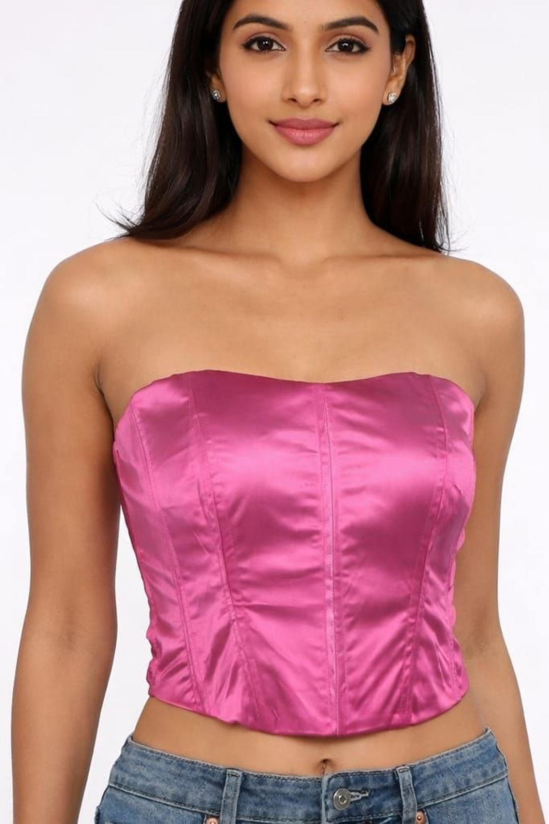 Barbie Pink structured corset top for saree and ethnic wear – XS to 5XL | Glamwiz India