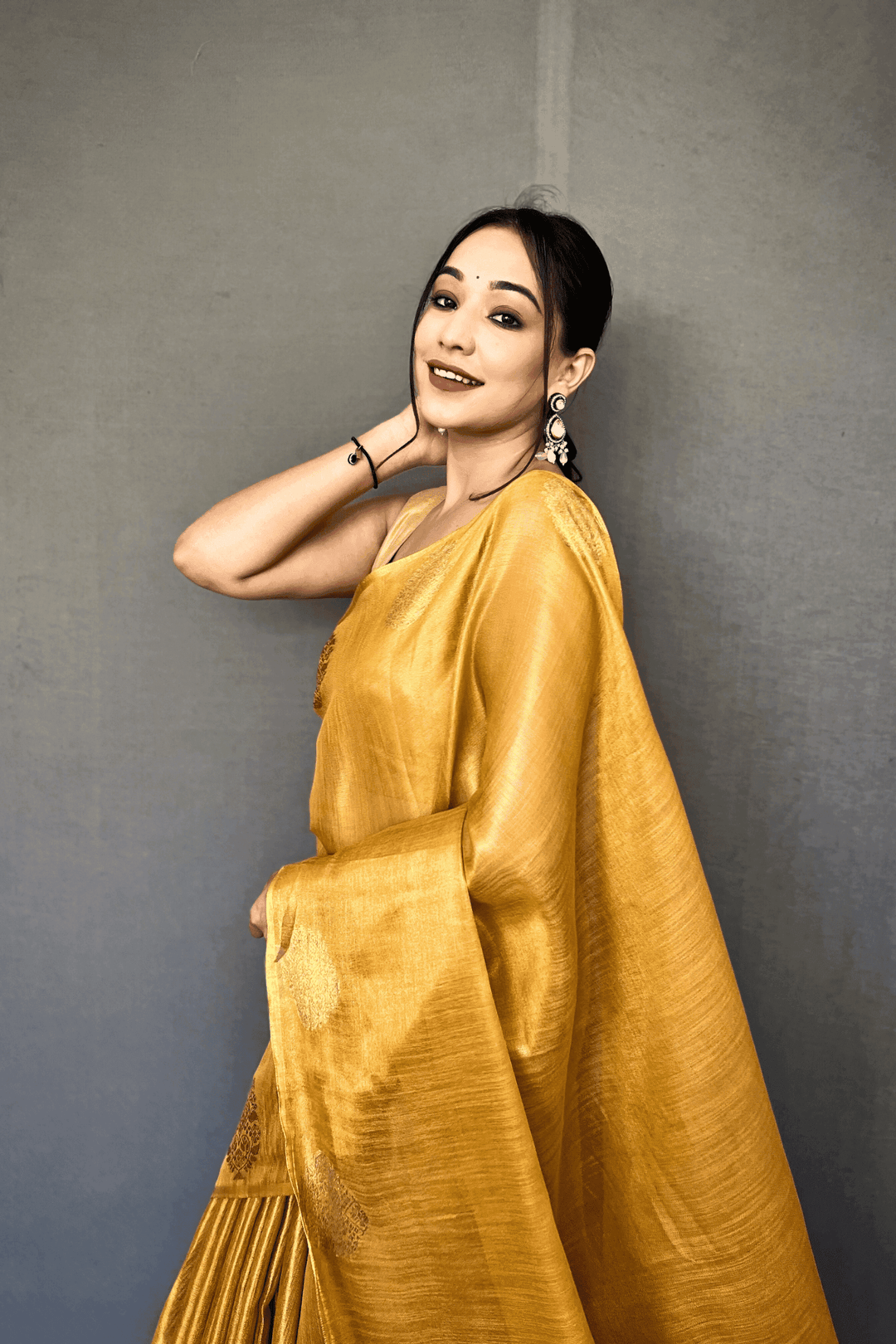 Golden Weave Ready to Wear Tissue Silk Saree - Glamwiz India