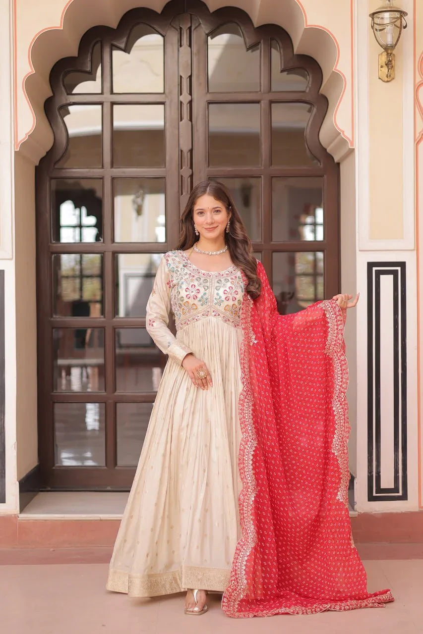 white anarkali dress Dresses Online in USA: Latest Designs for Women Increase your wardrobe collection as you wear this versatile gown from the house of Pincity Trends Give yourself a best ethnic look by wearing this anarkali kurta White Embroidered Silk Anarkali