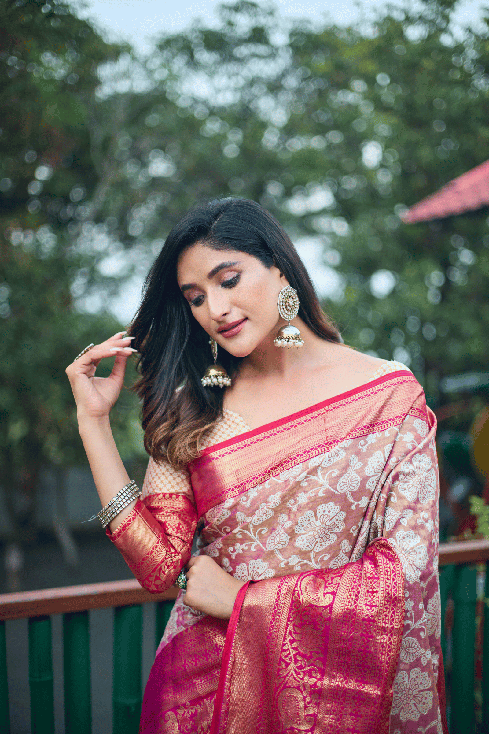 Ready to Wear Floral Tissue Banarasi Saree | Silk Heritage Collection ...