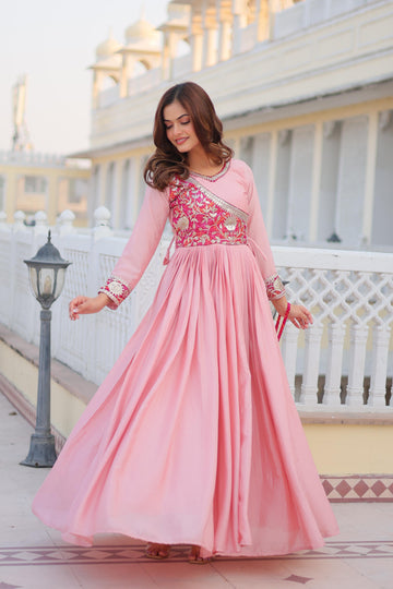 Angarkha Floral Embellished Anarkali Suit Pink Angarkha Floral Embellished Anarkali Suit Pink