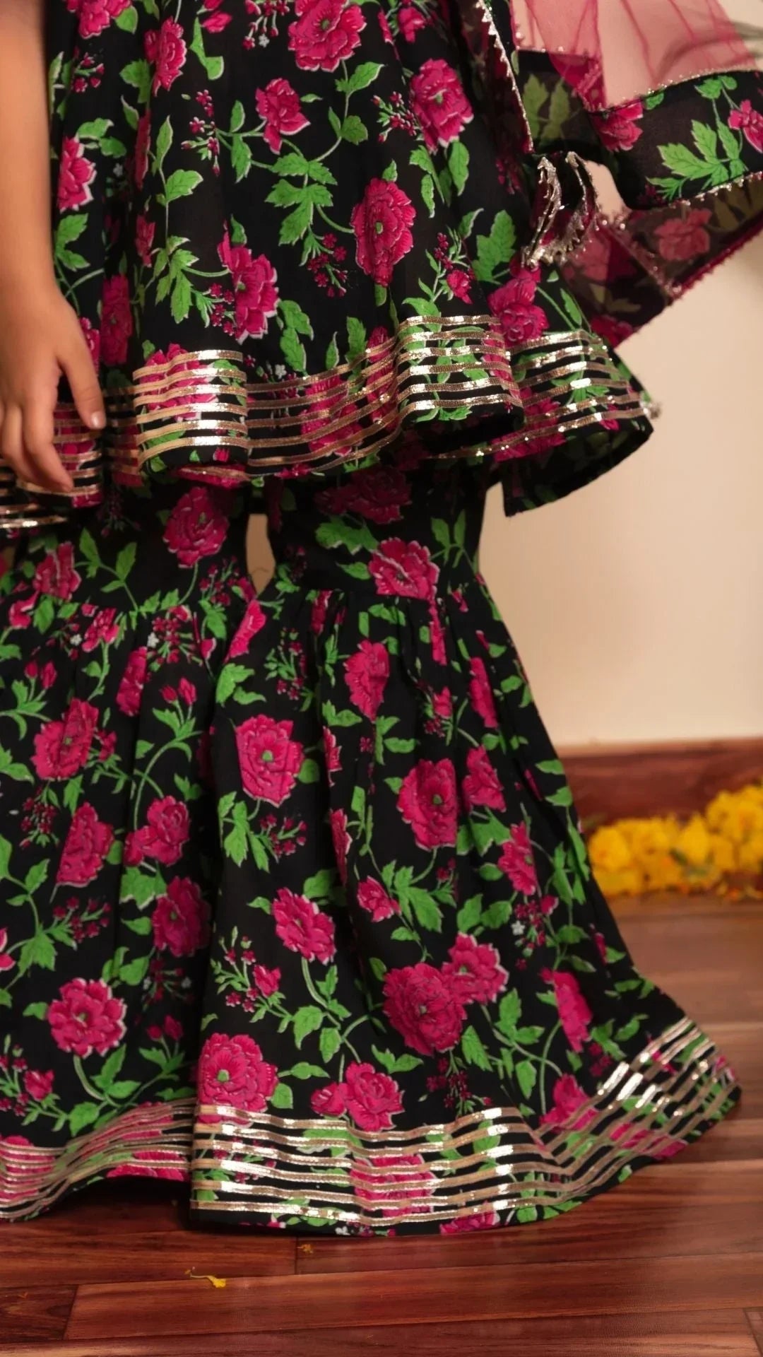 BACHPAN GULMOHAR HAND BLOCK SHARARA SET - Pomcha Jaipur