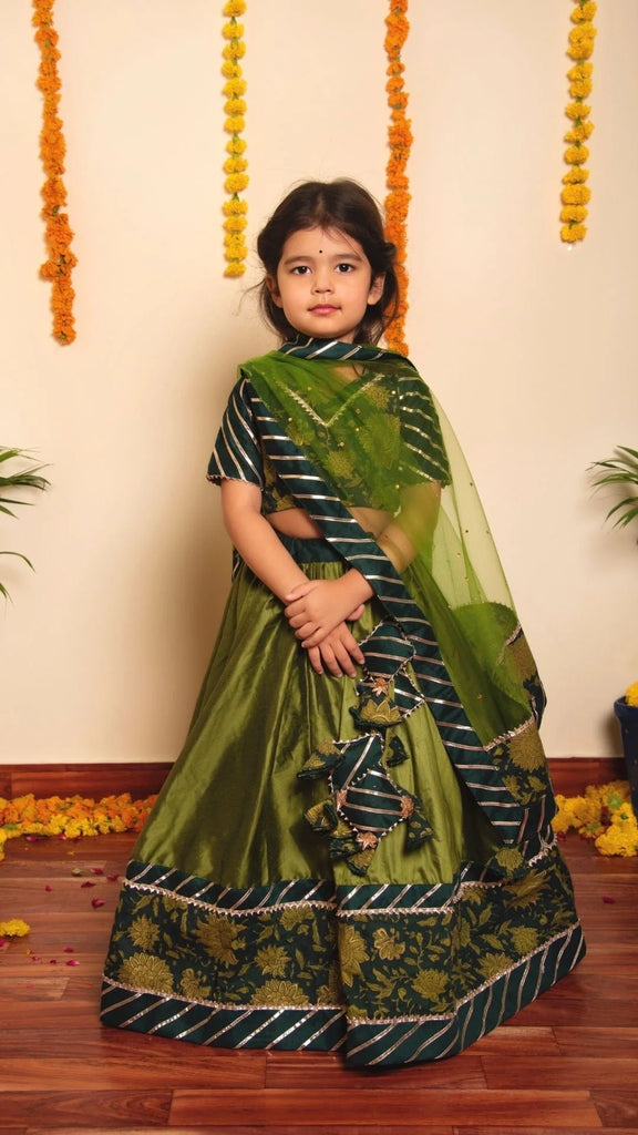 BACHAPAN IDIKA  GREEN LEHENGA SET - Pomcha Jaipur