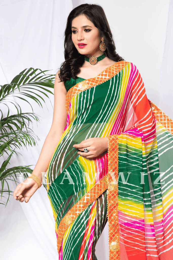 Bandhej Beauty | 1-Minute Bandhej Leheriya Georgette Saree - Glamwiz India