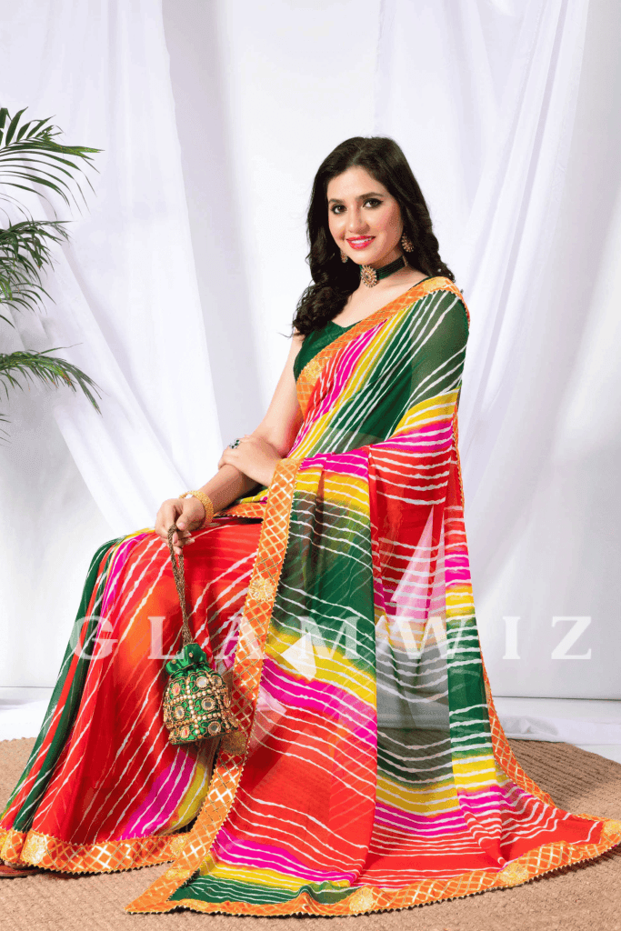 Bandhej Beauty | 1-Minute Bandhej Leheriya Georgette Saree - Glamwiz India