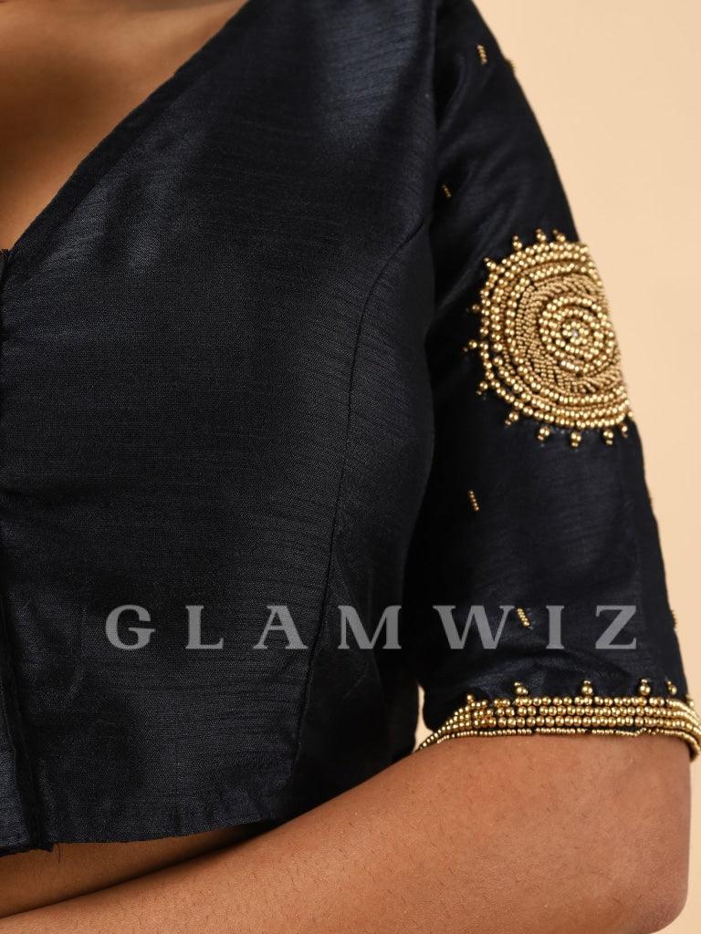Black Hand Embroidered Readymade Blouse Blouse