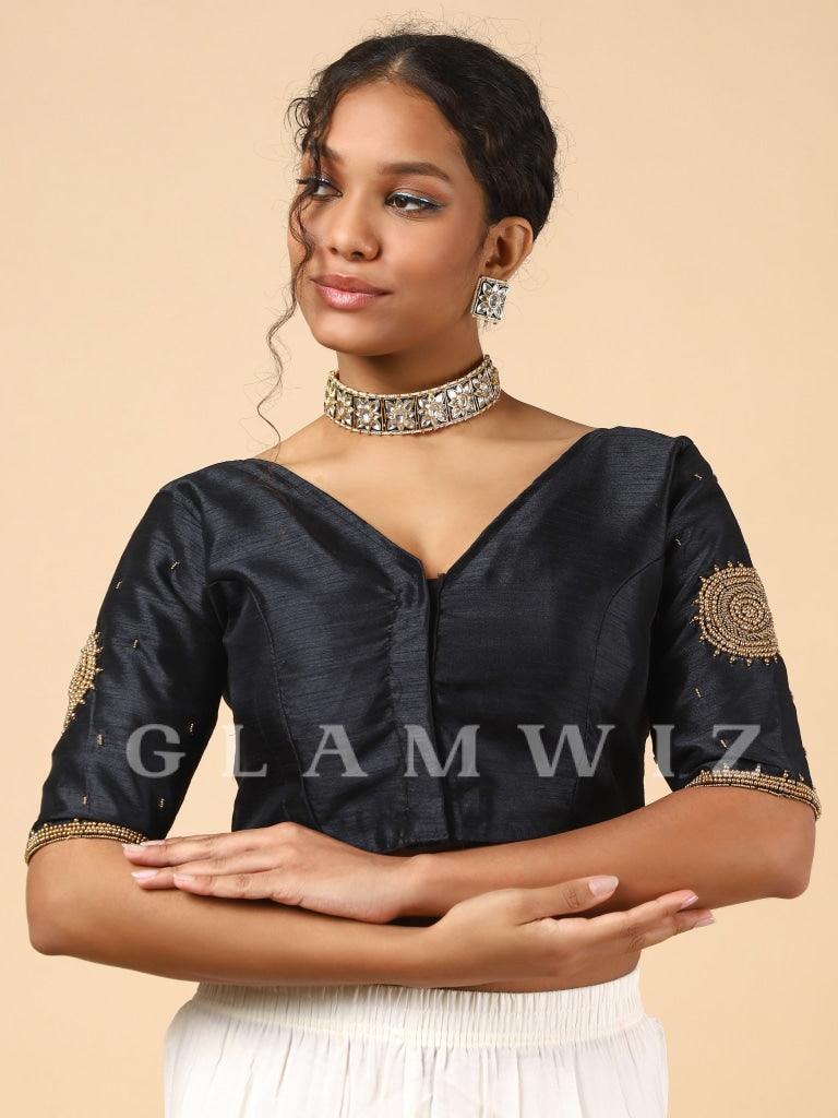 NEW! Black Venus Peace Silk Blouse • Elegant Goddess Sleeves Crop Top •  Adjustable Wrap Top | AYA Sacred Wear