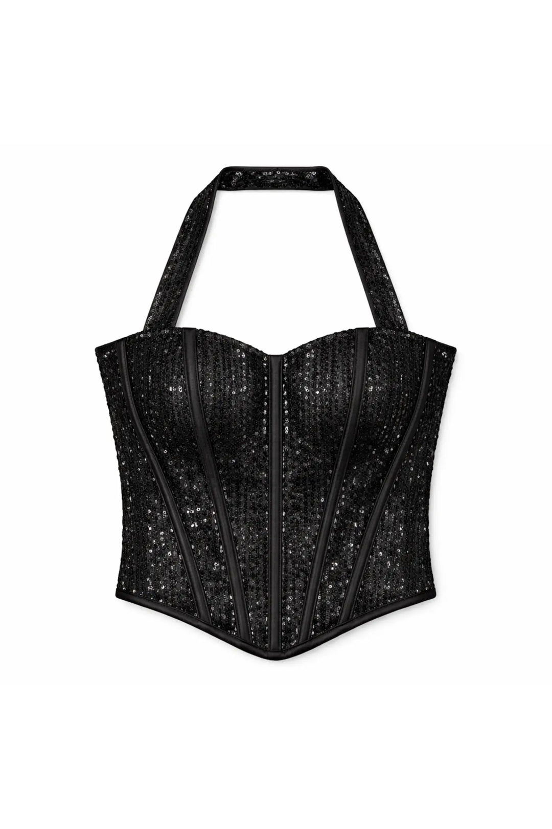 Designer Black sequins corset blouse with boning