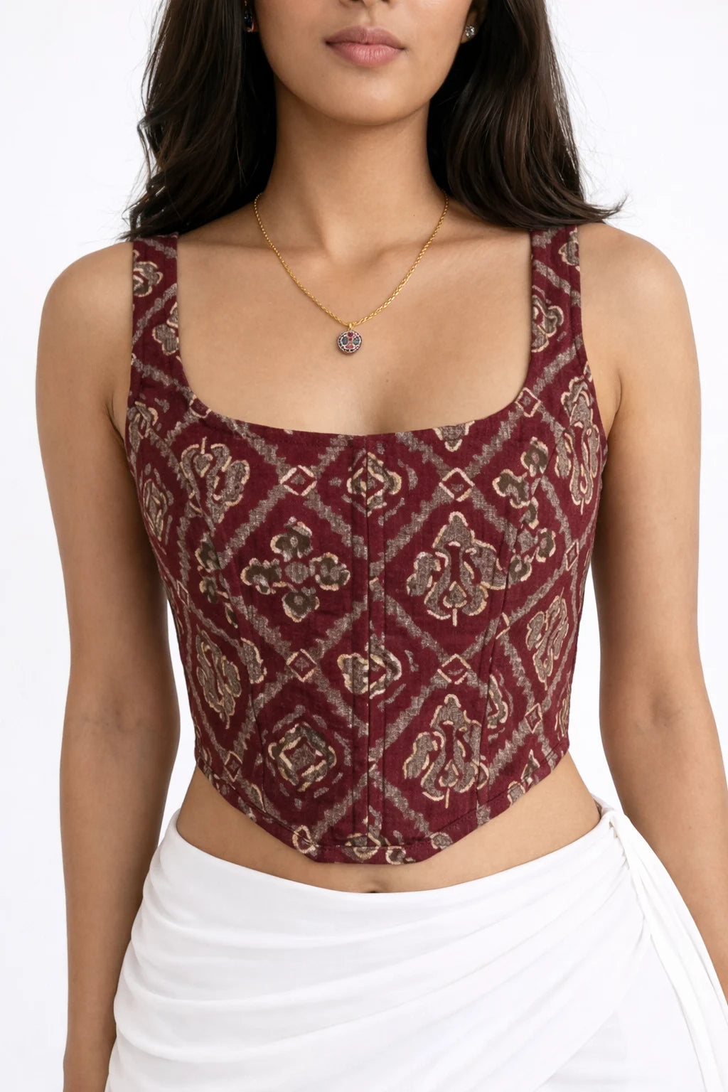 Maroon Heritage structured corset top for saree – XS to 5XL | Glamwiz India