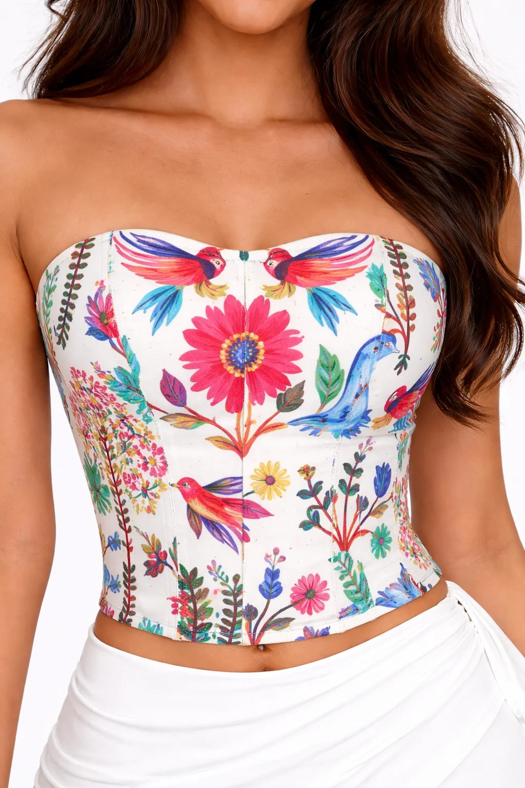Garden Symphony printed corset top for ethnic wear – XS to 5XL | Glamwiz India