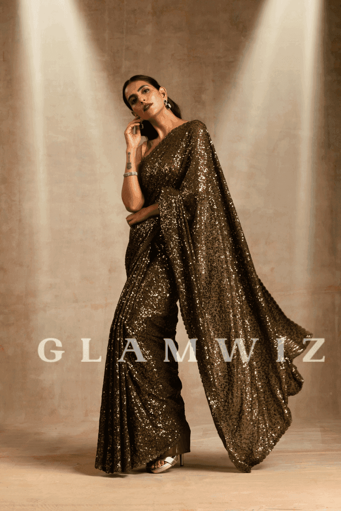 Ever-Green Glam | 1-Minute Moss Green Sequins Saree Sequin