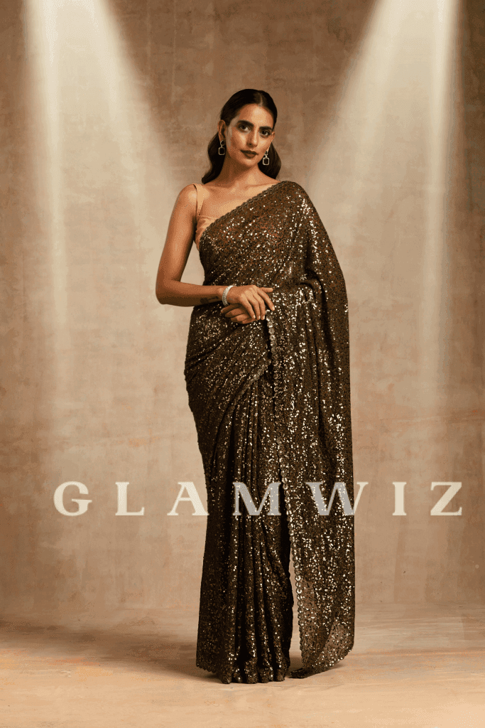 Ever-Green Glam | 1-Minute Moss Green Sequins Saree Sequin