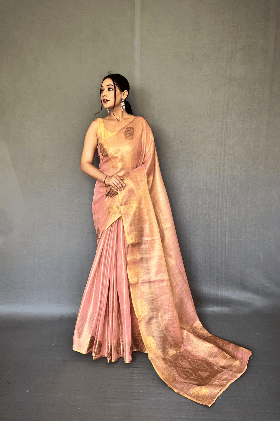 Golden Weave Ready to Wear Tissue Silk Saree - Glamwiz India