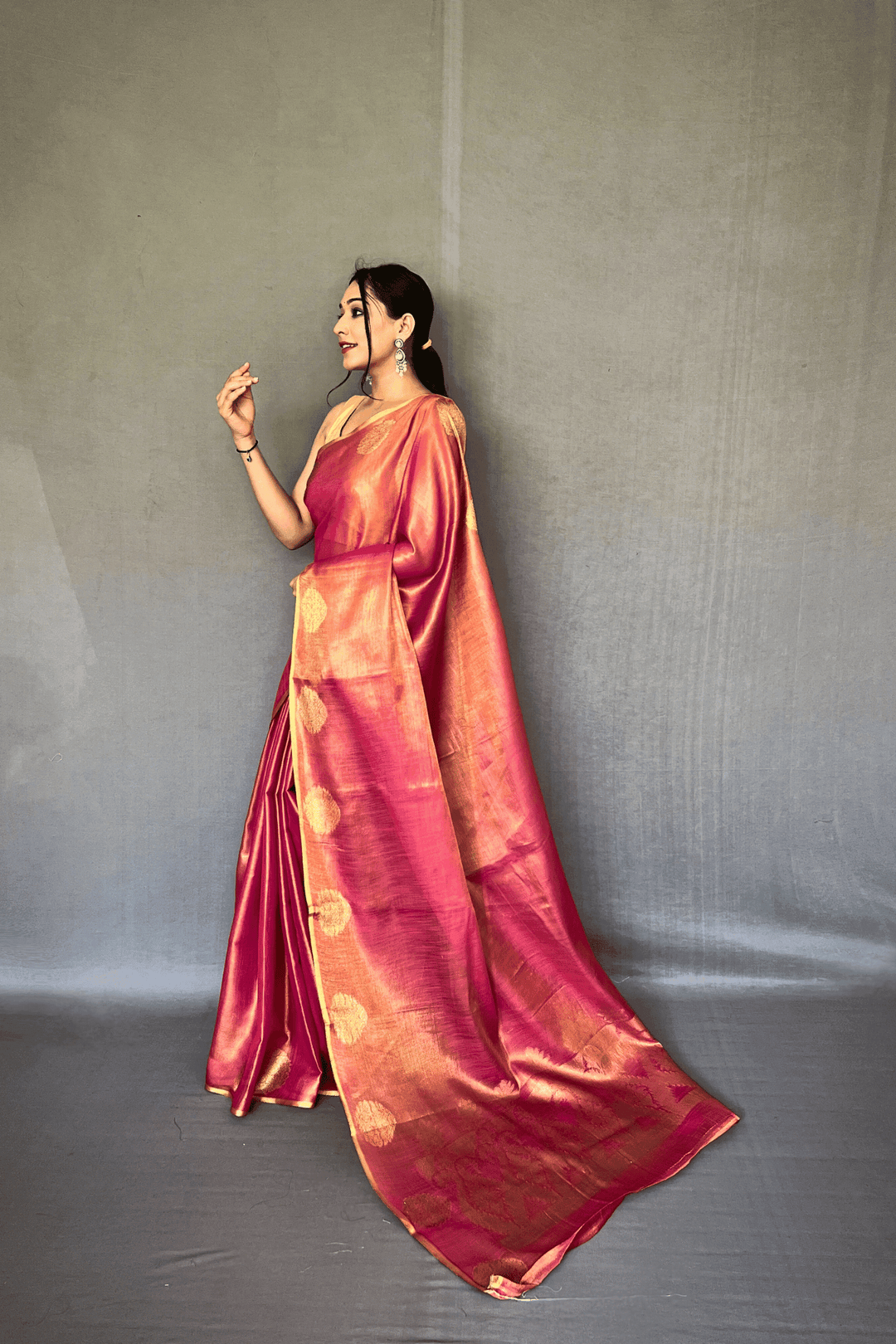 Golden Weave Ready to Wear Tissue Silk Saree - Glamwiz India