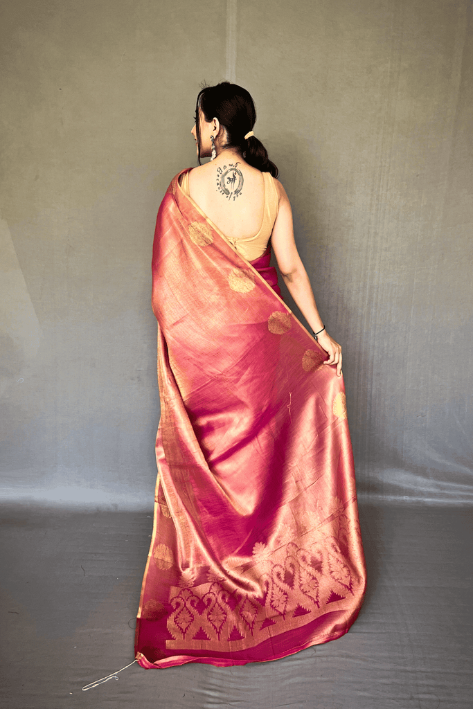 Golden Weave Ready to Wear Tissue Silk Saree - Glamwiz India