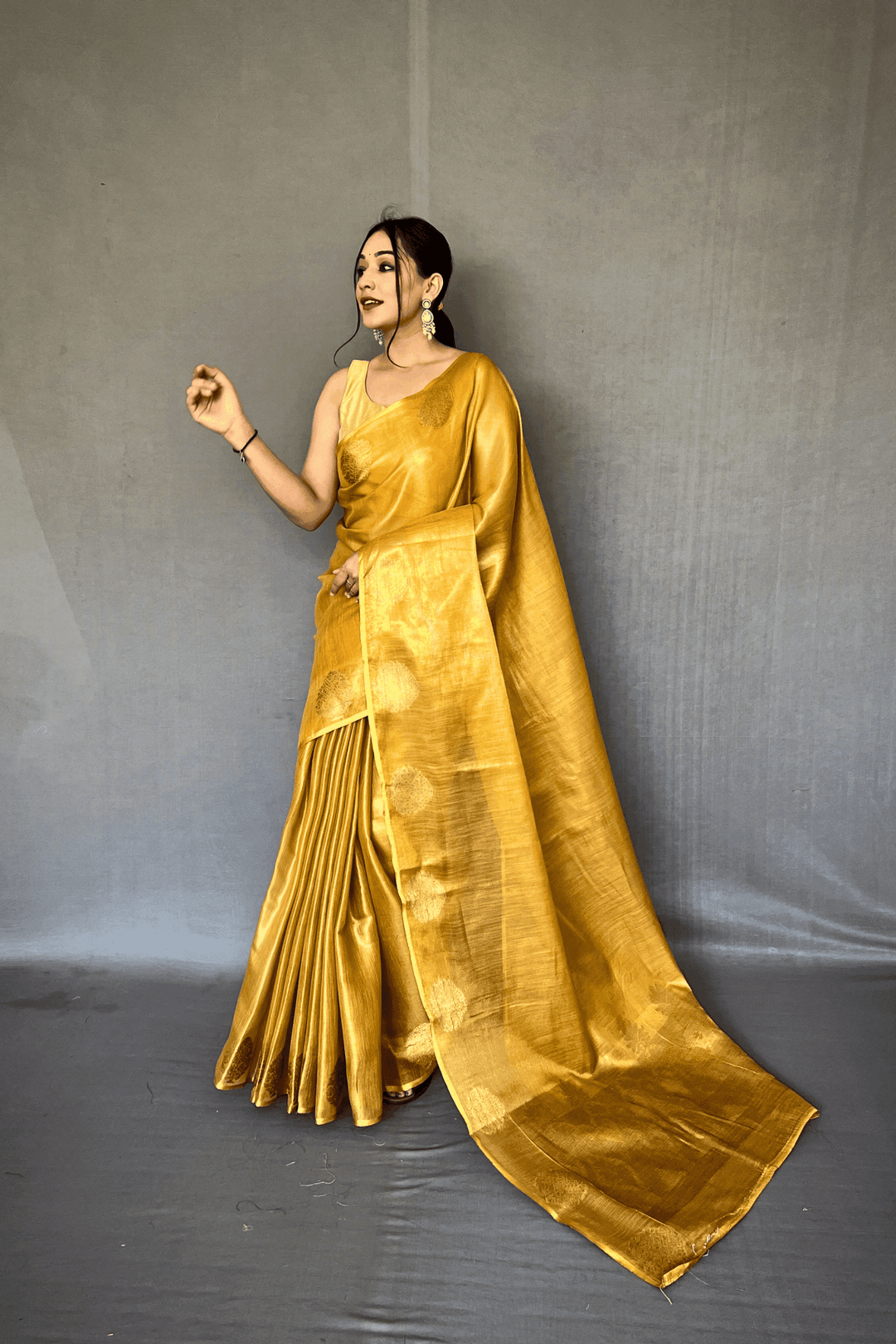 Golden Weave Ready to Wear Tissue Silk Saree - Glamwiz India