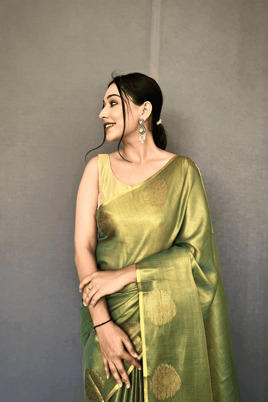 Golden Weave Ready to Wear Tissue Silk Saree - Glamwiz India