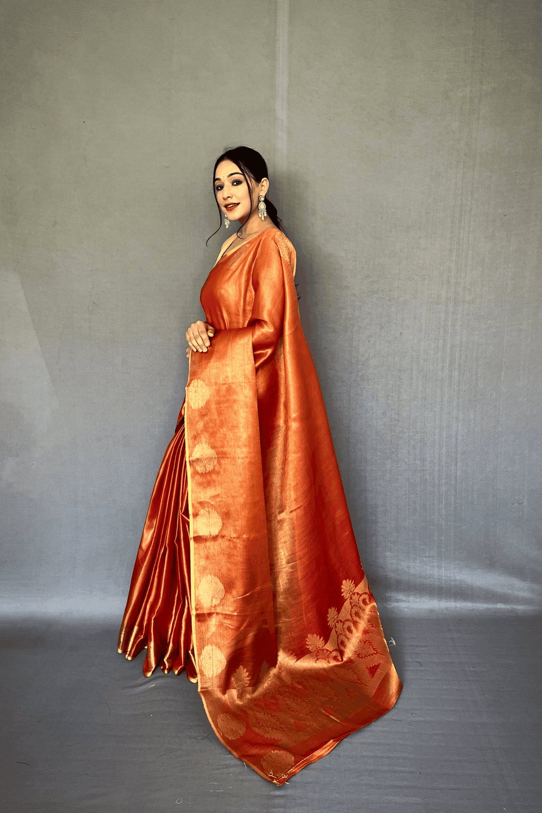 Golden Weave Ready to Wear Tissue Silk Saree - Glamwiz India