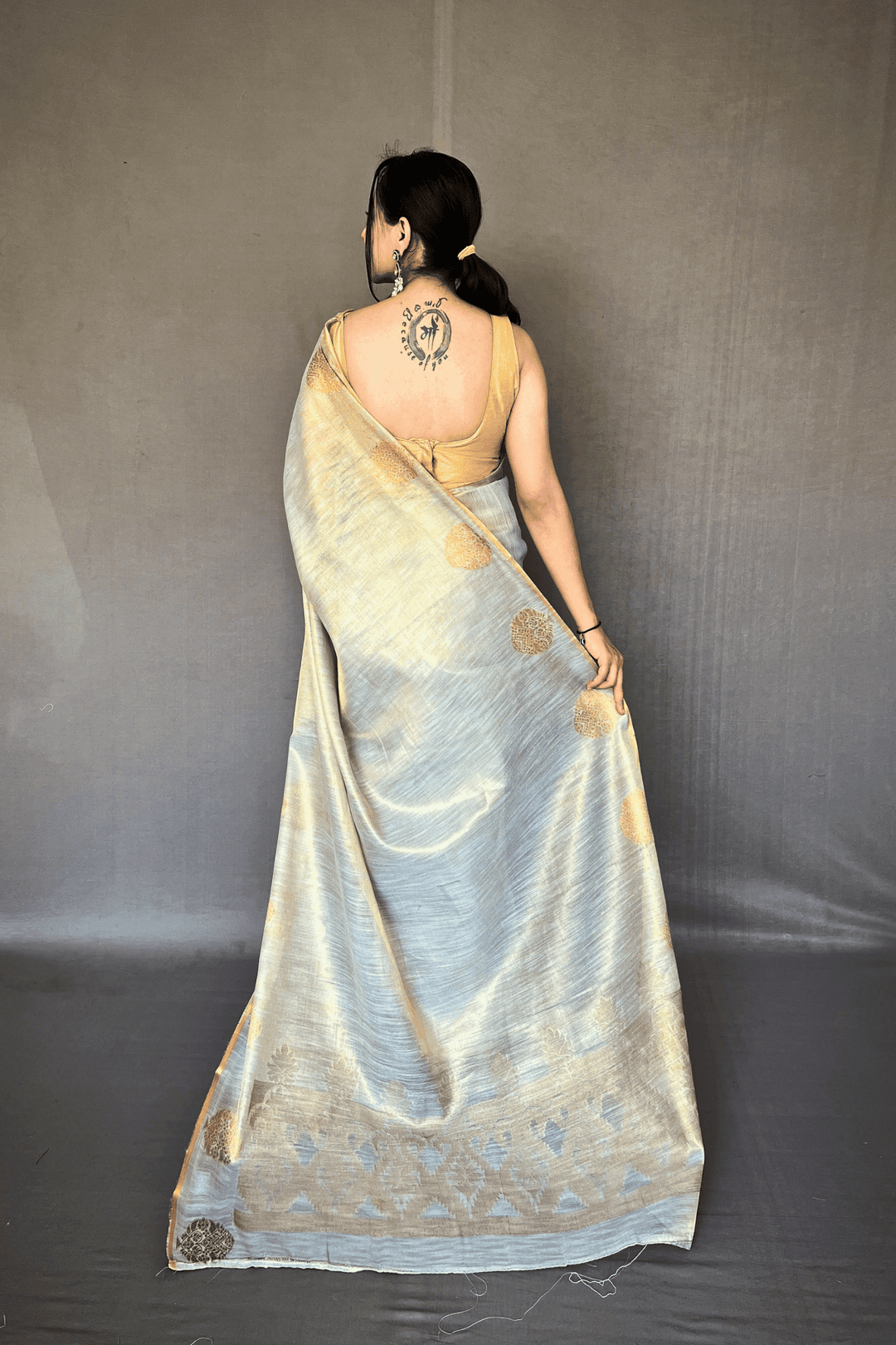 Golden Weave Ready to Wear Tissue Silk Saree - Glamwiz India