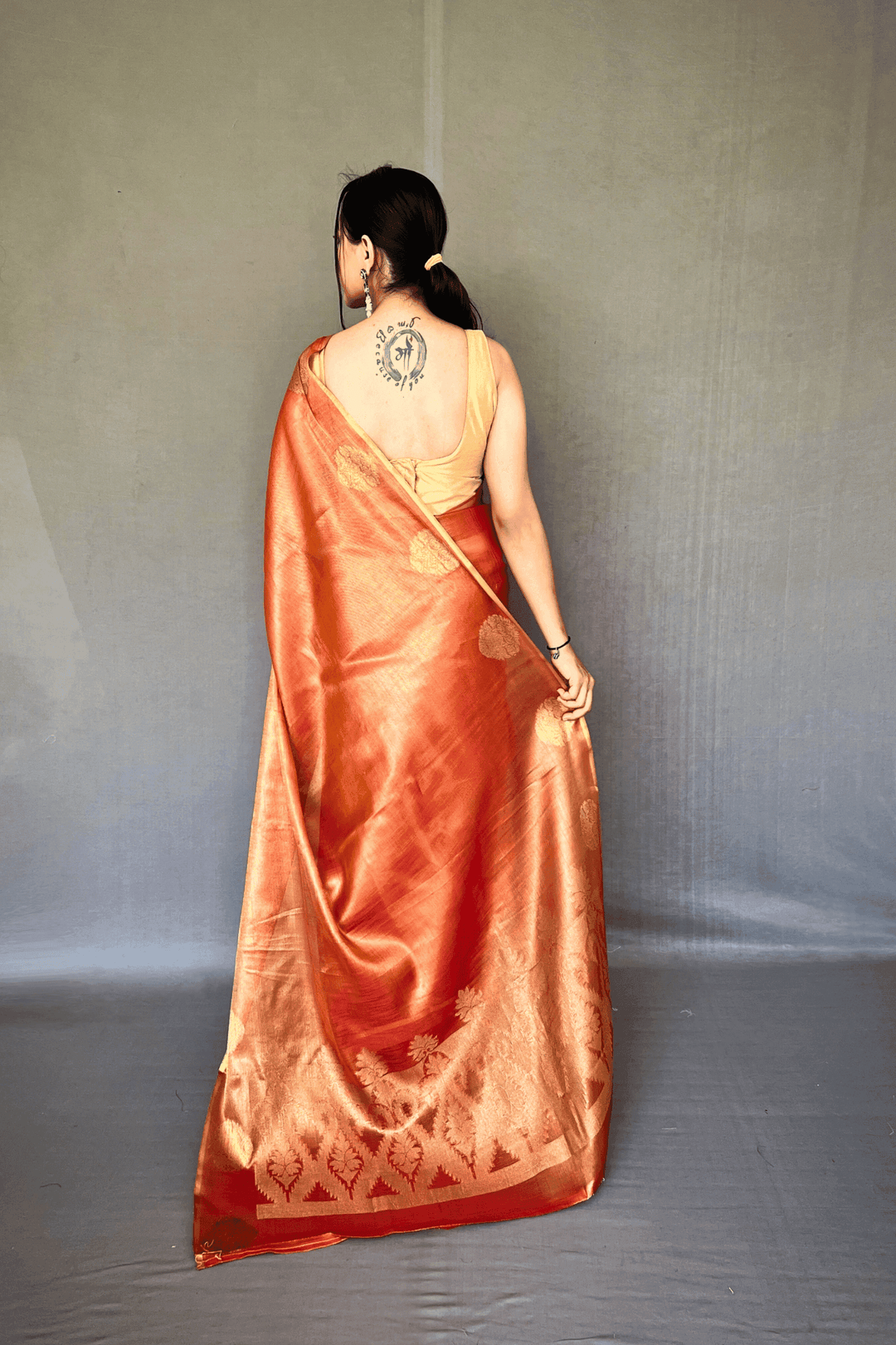 Golden Weave Ready to Wear Tissue Silk Saree - Glamwiz India