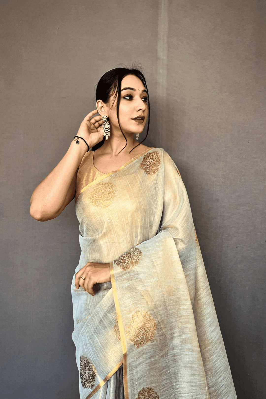 Golden Weave Ready to Wear Tissue Silk Saree - Glamwiz India