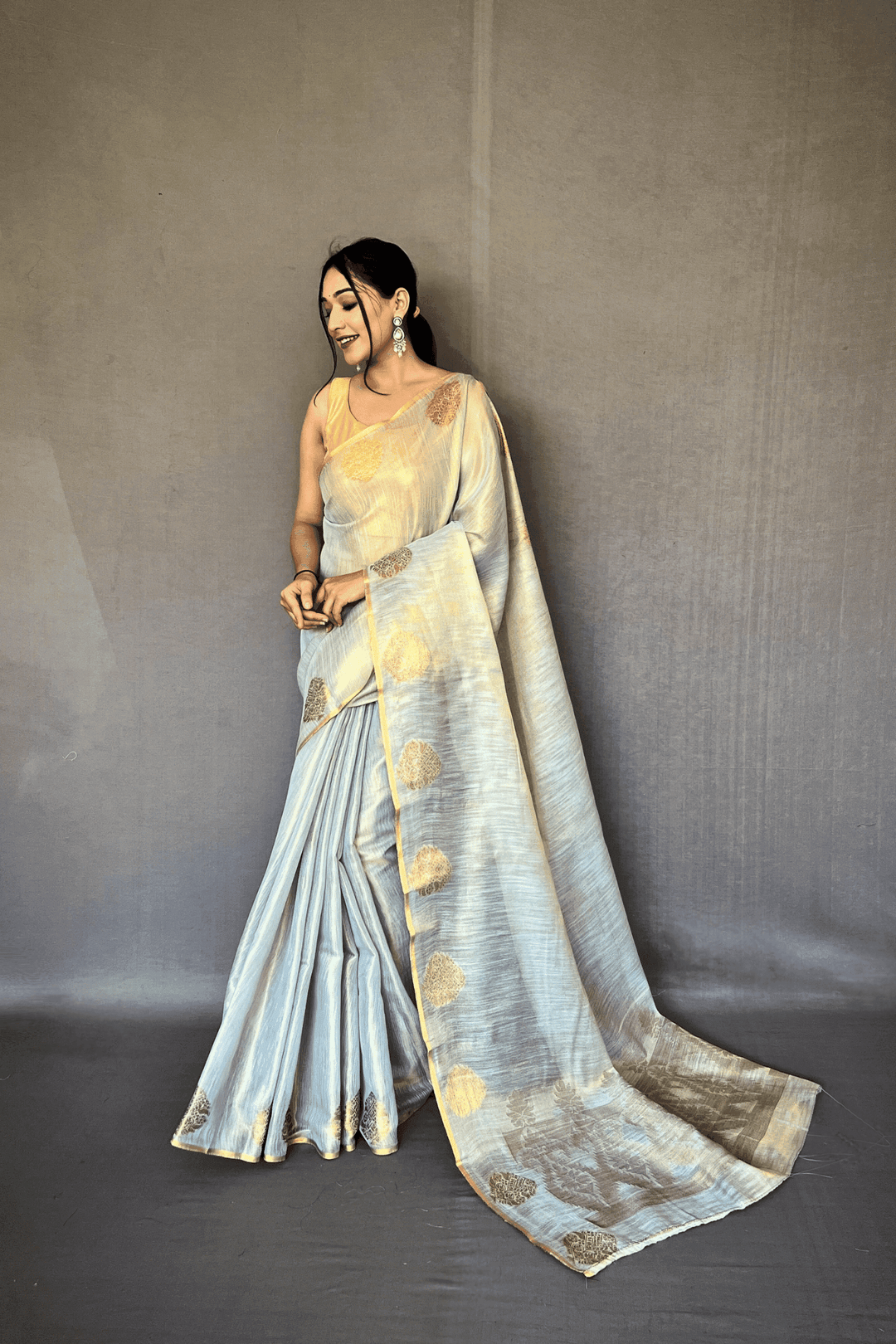 Golden Weave Ready to Wear Tissue Silk Saree - Glamwiz India