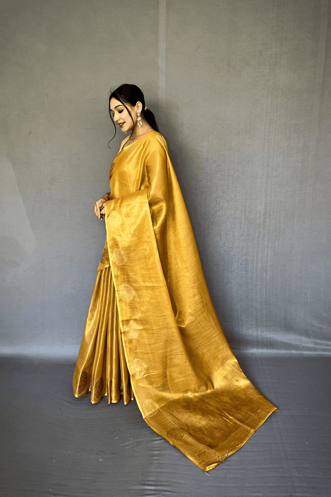 Golden Weave Ready to Wear Tissue Silk Saree - Glamwiz India
