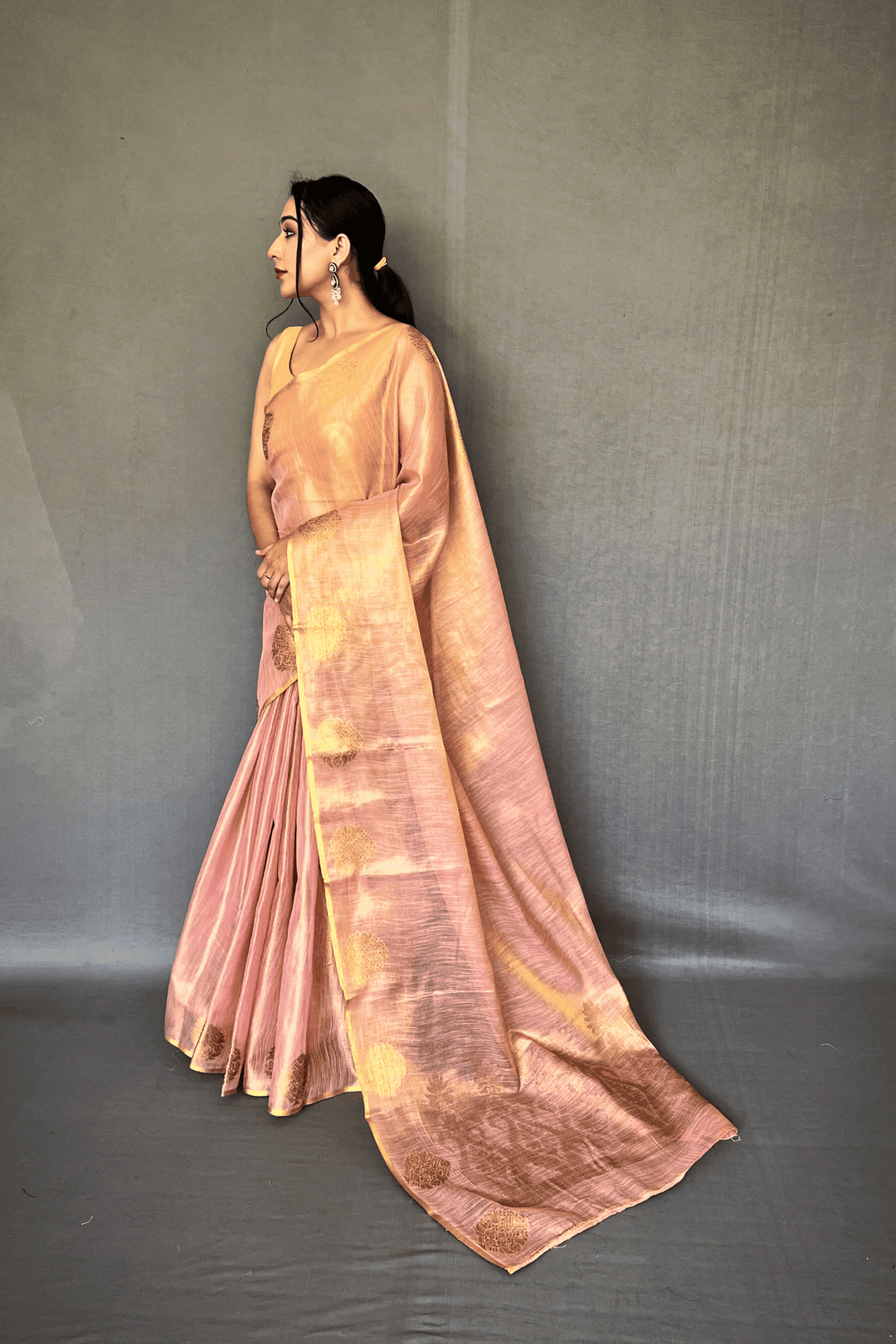 Golden Weave Ready to Wear Tissue Silk Saree - Glamwiz India