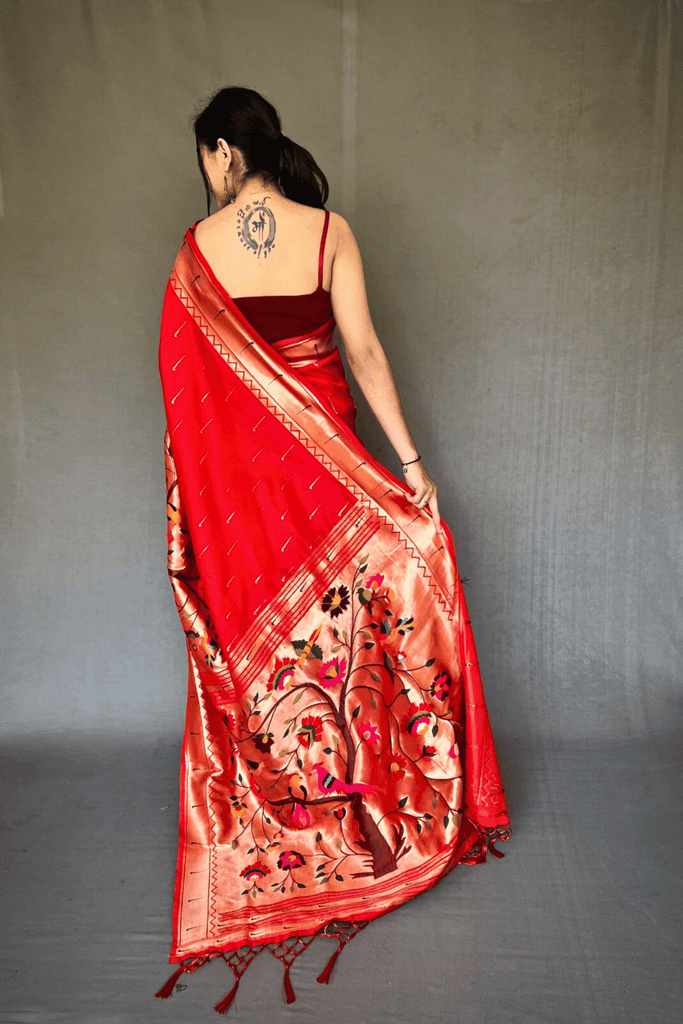 Grand Paithani Woven 1-Minute Silk Saree - Glamwiz India
