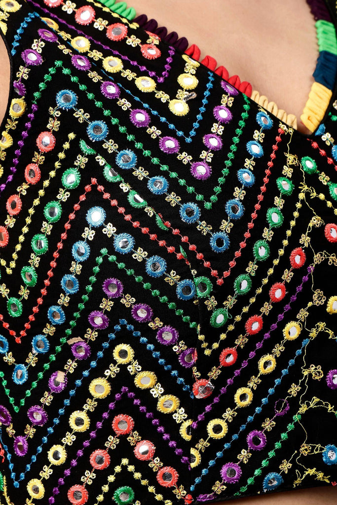 Navratri Special Black Thread Embroidered Blouse - Glamwiz India