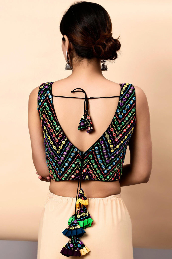 Navratri Special Black Thread Embroidered Blouse - Glamwiz India