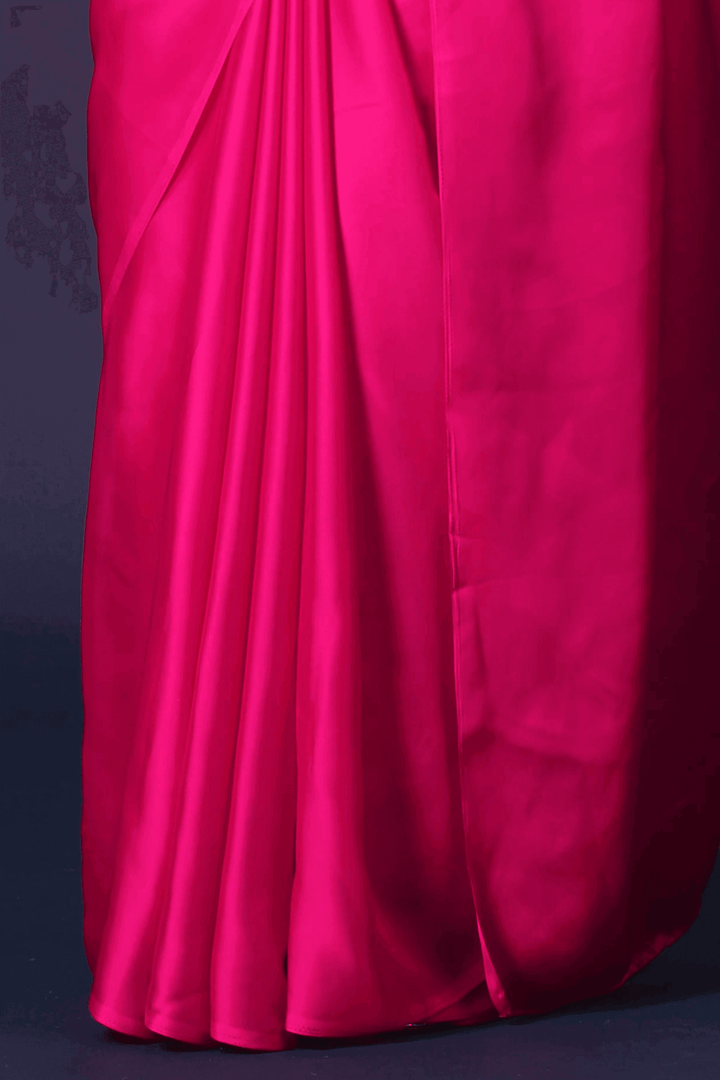 Queen Pink | Ready-to-Wear Satin Georgette saree - Glamwiz India