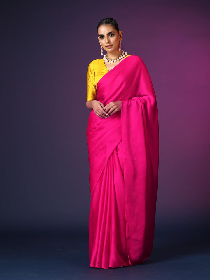 Queen Pink | Ready-to-Wear Satin Georgette saree - Glamwiz India