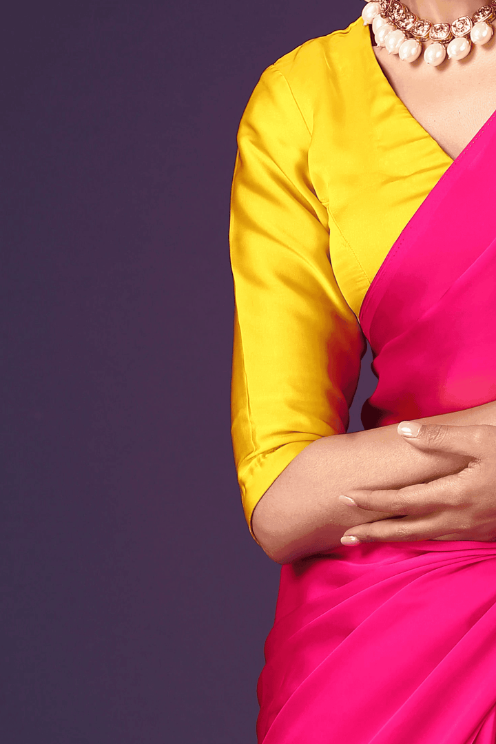 Queen Pink | Ready-to-Wear Satin Georgette saree - Glamwiz India
