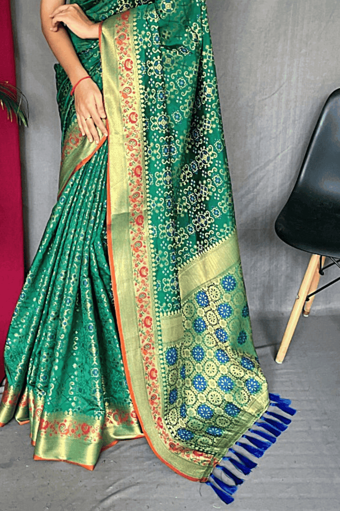 Ready-to-Wear Bandhej Patola Soft Silk Saree - Glamwiz India