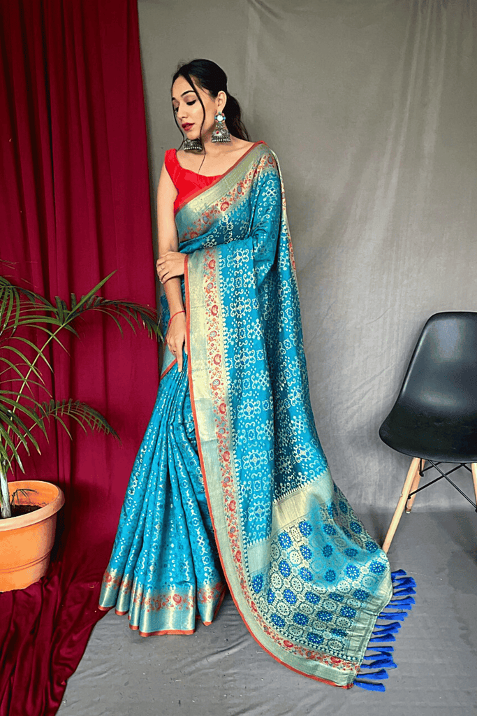 Ready-to-Wear Bandhej Patola Soft Silk Saree - Glamwiz India