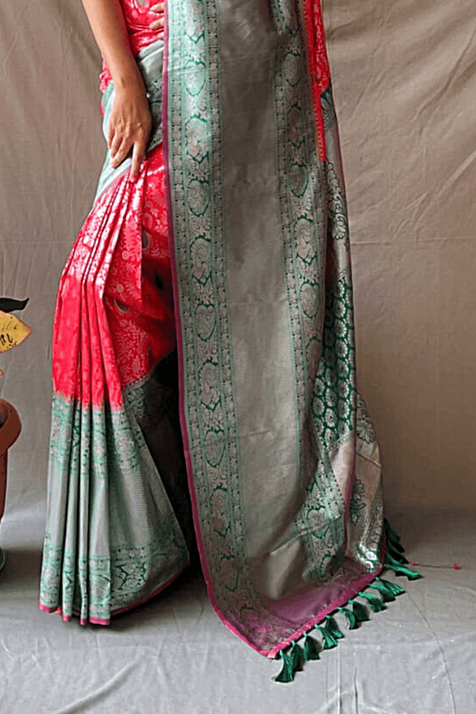 Ready to Wear Dual Tone Banarasi Silk Saree - Glamwiz India