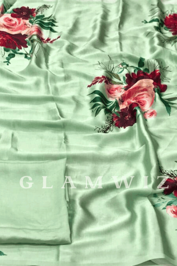 Ready to Wear Floral Printed Crepe Saree - Glamwiz India