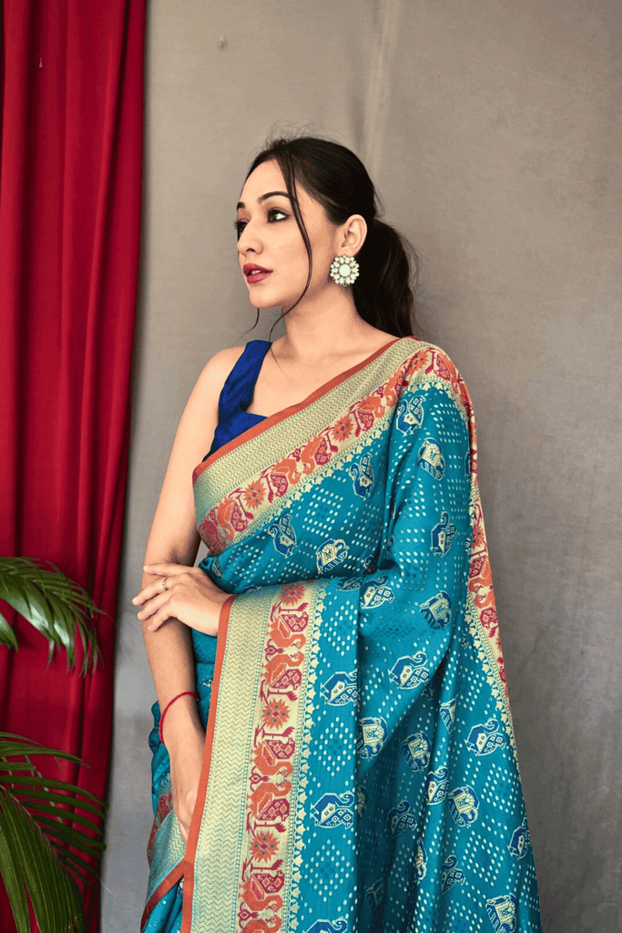 Ready to Wear Kutch Patola Silk Saree - Glamwiz India