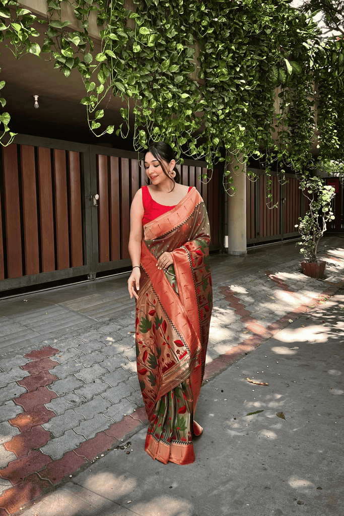 Ready to Wear Meenakari Paithani Saree - Glamwiz India